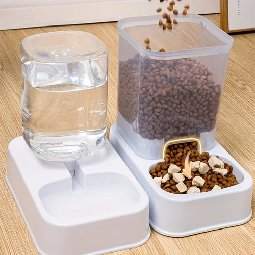 Automatic Cat & Dog Feeder with Drinker, Smart Portion Control Pet Food Bowl Set, No Battery Required