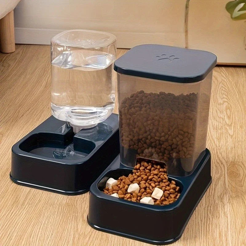 Automatic Cat & Dog Feeder with Drinker, Smart Portion Control Pet Food Bowl Set, No Battery Required