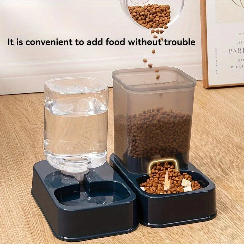Automatic Cat & Dog Feeder with Drinker, Smart Portion Control Pet Food Bowl Set, No Battery Required