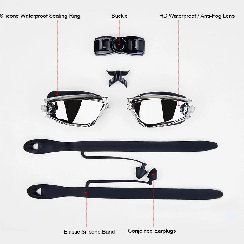Men Women Myopia Swim Goggles Adults Professional Waterproof Plating anti Fog UV Swimming Pool Optical Glasses Earplugs Eyewear