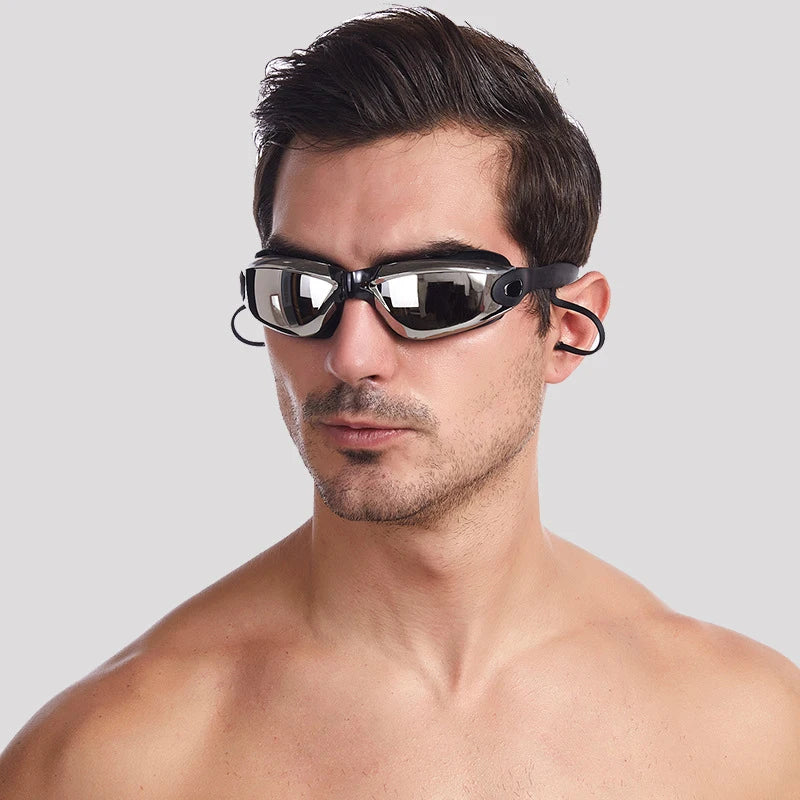 Men Women Myopia Swim Goggles Adults Professional Waterproof Plating anti Fog UV Swimming Pool Optical Glasses Earplugs Eyewear