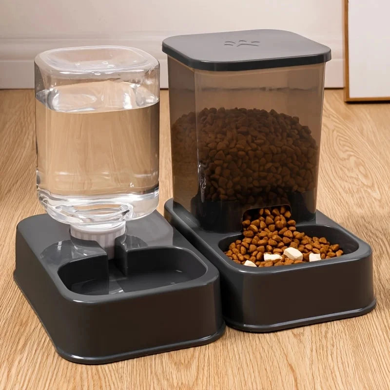 Automatic Cat & Dog Feeder with Drinker, Smart Portion Control Pet Food Bowl Set, No Battery Required